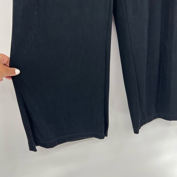 Chico's Travelers Size 2R (US L) Black Wide Leg Pants Jersey Stretch - Picture 4 of 10